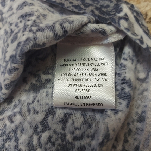 Style & Co Sport Women PM Lightweight Hoodie Blue Paisley Burnout 3/4 Sleeves - Picture 10 of 12